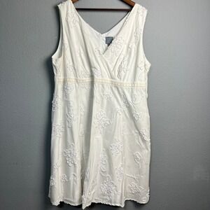 Rabbit Rabbit Rabbit Cottagecore Boho White Floral Sleeveless Dress Plus Sz 24W